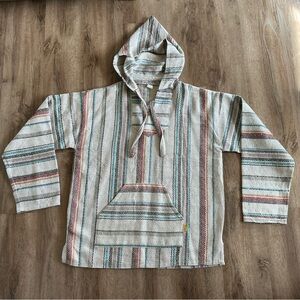 Molina Men’s Size XL/46-48 Baja Pullover Striped Hoodie Poncho Made In Mexico